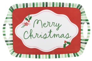 Christmas Stripe Merry Christmas Serving Tray