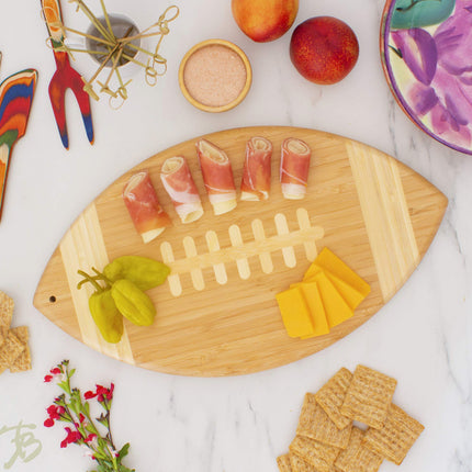 Football Shaped Bamboo Charcuterie Board U/a