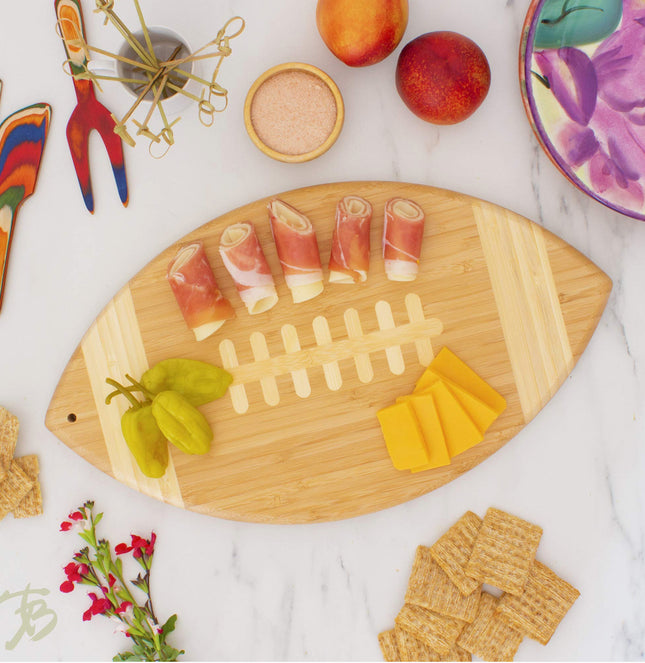 Football Shaped Bamboo Charcuterie Board U/a
