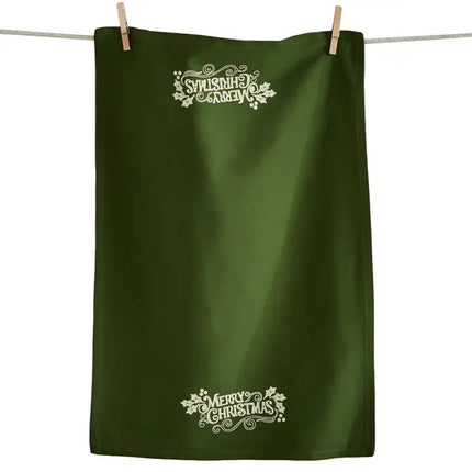 Green Merry Christmas Dishtowel