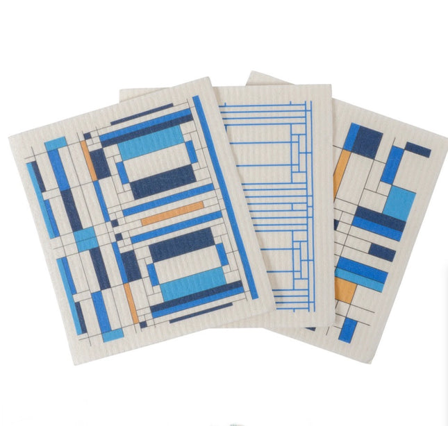 Frank Lloyd Wright Swedish Dishcloth Set/3 Oak Park