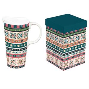 Ceramic Travel Cup Diamond Tapestry