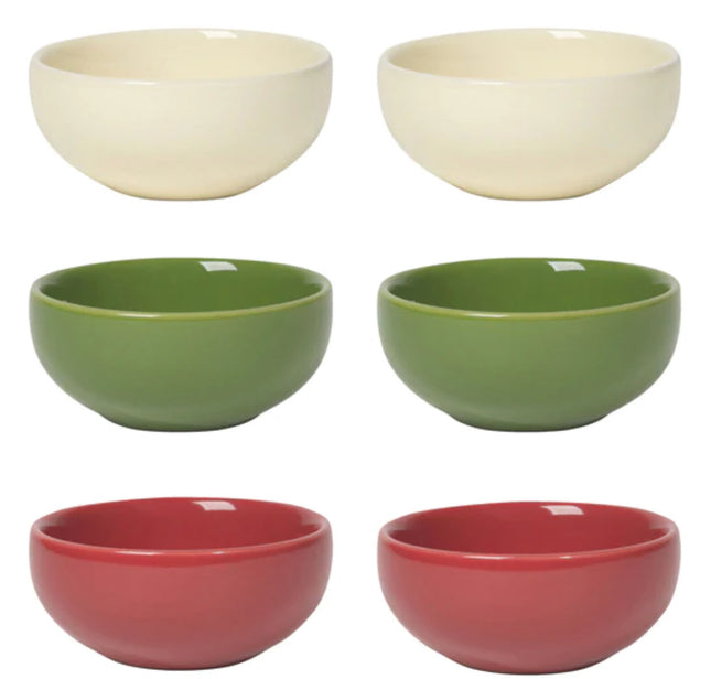 Now Designs Solid Color Pinch Bowl Set/6 Holiday DC
