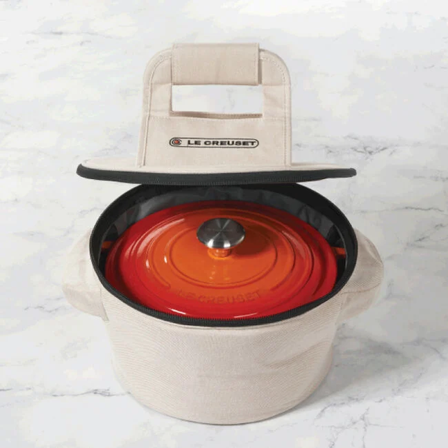 Round Dutch Oven Tote Bag Ecru
