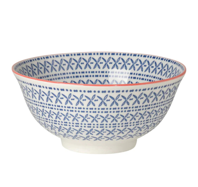 Now Designs Stamped Bowl Medium 6in Blue Cross