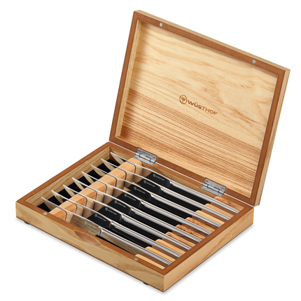Stainless Steel Steak Set Olivewood 8 Pc