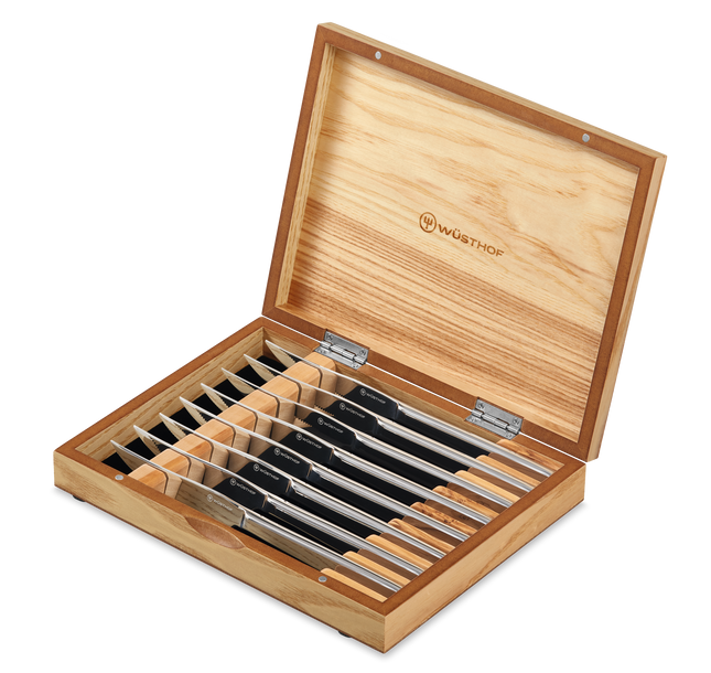 Stainless Steel Steak Set Olivewood 8 Pc
