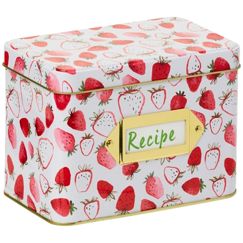 Tin Recipe Box Strawberry Fields DC