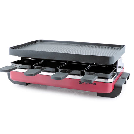 Swissmar 8 Person Classic Raclette Grill Aluminum Nonstick Top Red
