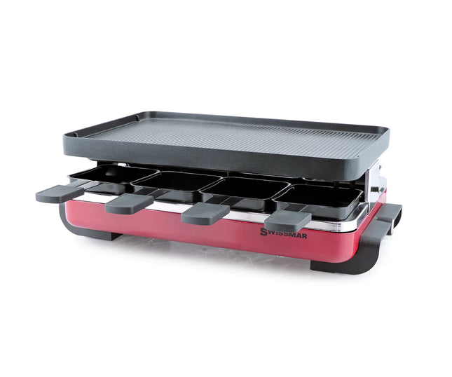 Swissmar 8 Person Classic Raclette Grill Aluminum Nonstick Top Red