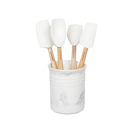 White Marble Utensil Crock Set/5