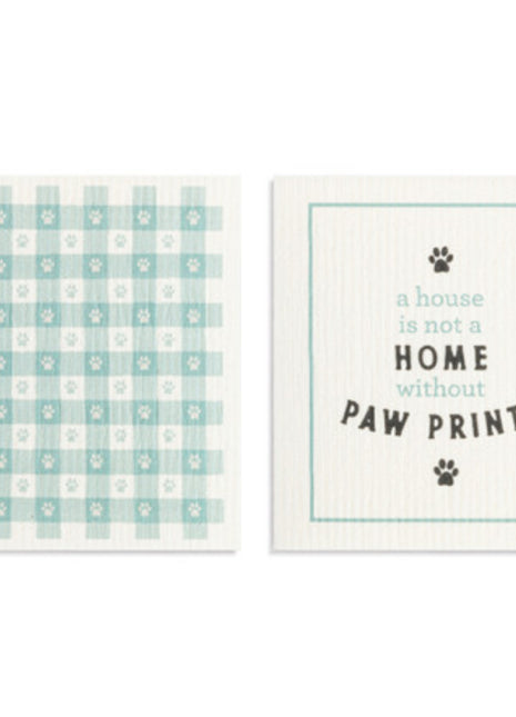 Swedish Dish Cloth Home Paw Prints Single