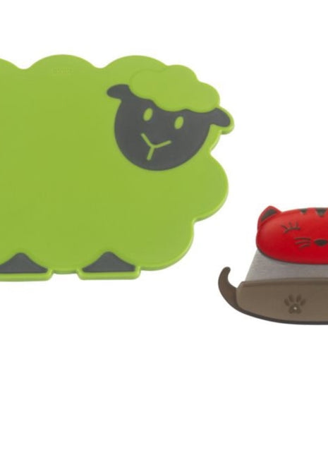 Sheep Cutting Board and Cat Chopper 2 Pc Set