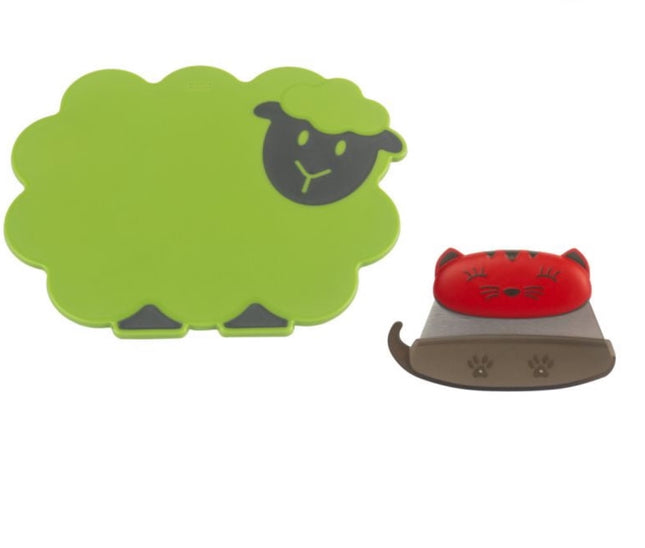 Sheep Cutting Board and Cat Chopper 2 Pc Set