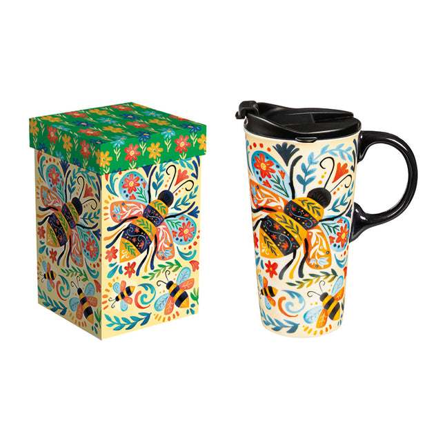 Ceramic Perfect Travel Cup Floral Bee