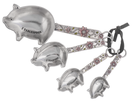 Measuring Spoons Metal 4 Pc Pig
