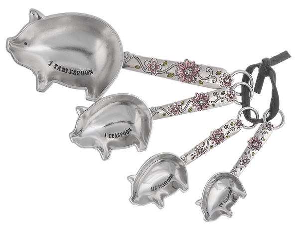 Measuring Spoons Metal 4 Pc Pig
