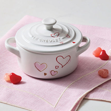 Mini Cocotte White Mon Coeur Hearts 8oz DC