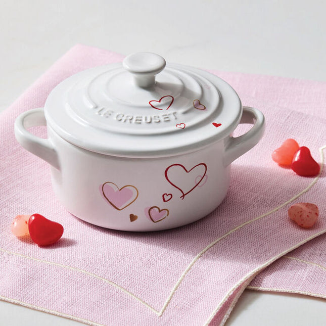 Mini Cocotte White Mon Coeur Hearts 8oz DC