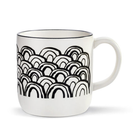 Stoneware Mug Black And White Rainbow