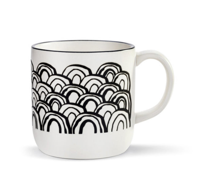 Stoneware Mug Black And White Rainbow