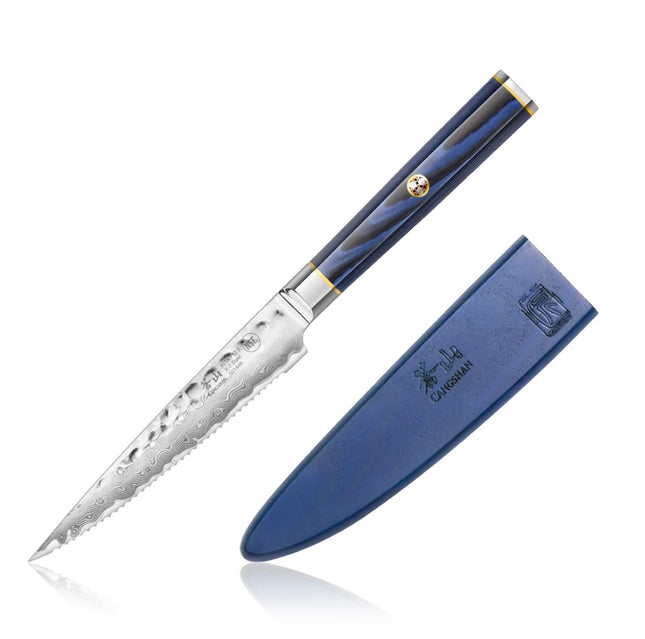 Kita  Serrated Utility, Knife w/ Sheath, 5in