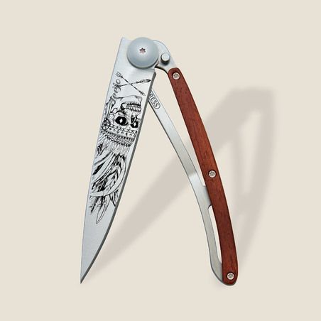 37g Knife Indian Skull Coral Wood, Grey