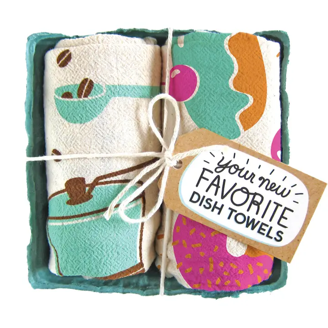 Dish Towel Set Of 2 Coffee And Donuts IA