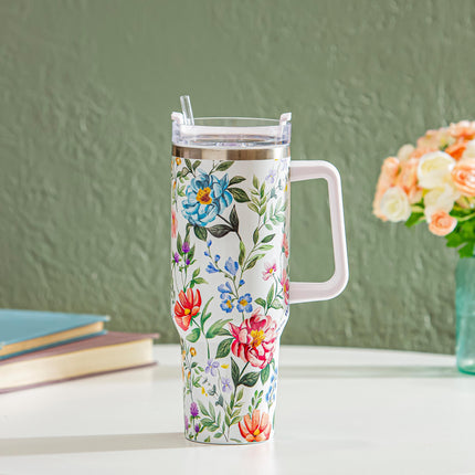 Floral Spray Canyon C, Double Wall Stainless Steel w/ Straw
