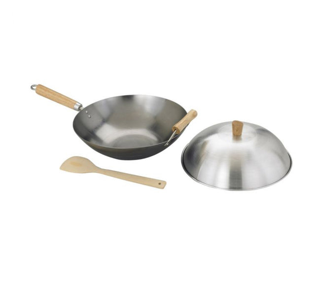 Carbon Steel Wok Set 14in 4 Pc Set