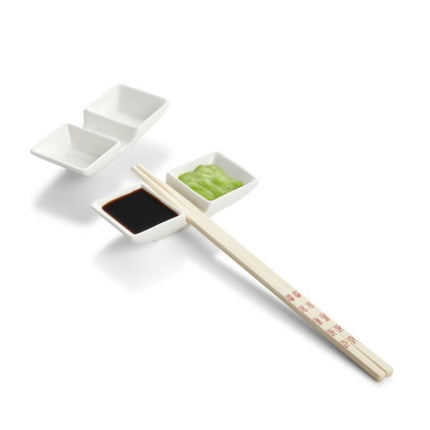 2 Section Sauce Dish w/ Chopstick Rest