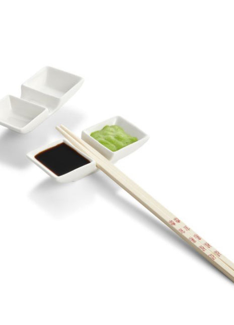 2 Section Sauce Dish w/ Chopstick Rest
