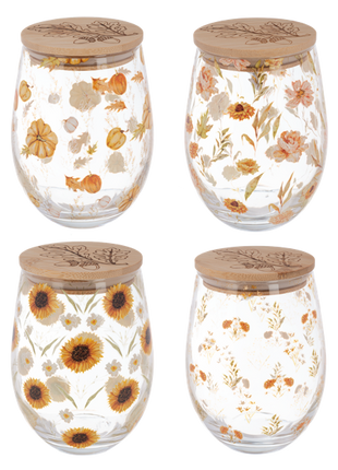 Bountiful Stemless Wine Glass w/Wood Lid