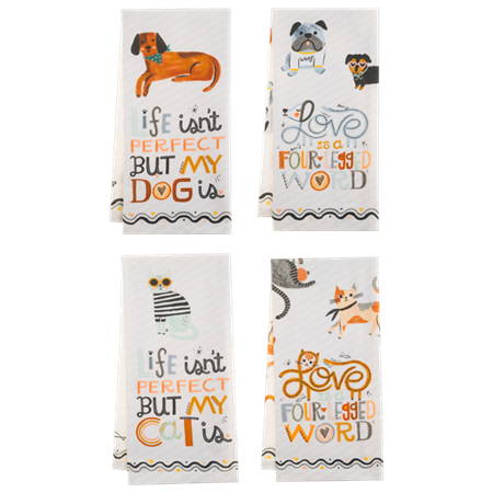 Dog/Cat Tea Towel w/woven message