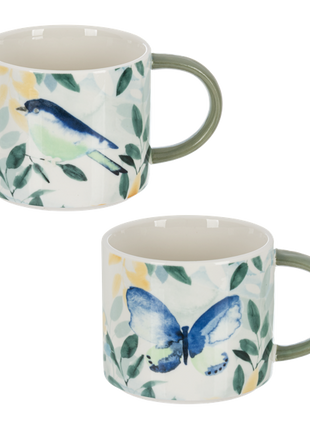 Stackable Butterfly & Bird Mugs (2 pc. set)