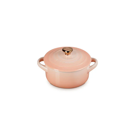 Mini Round Cocotte Peche w/ Gold Heart Knob 8oz DC