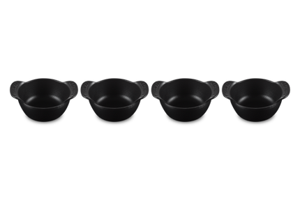 Mini Round Cocotte Base 1/3 Qt Matte Black Set of 4