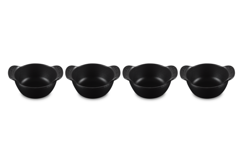 Mini Round Cocotte Base 1/3 Qt Matte Black Set of 4