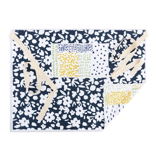 Absorbent Half Apron Navy Floral