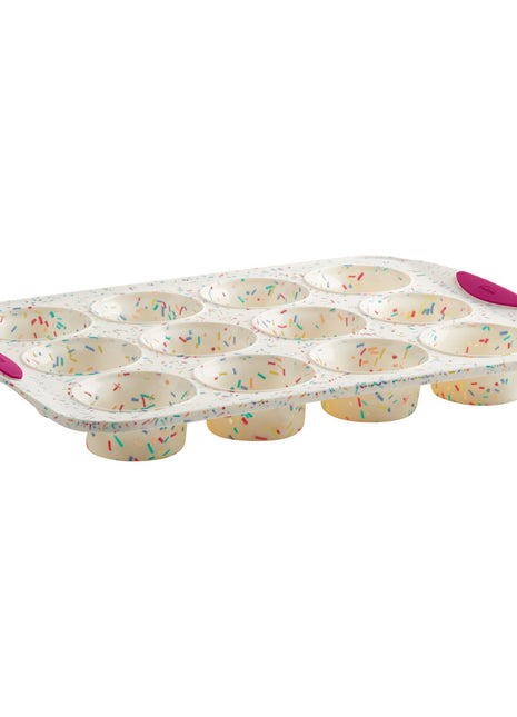 White Confetti 12 count Muffin Pan