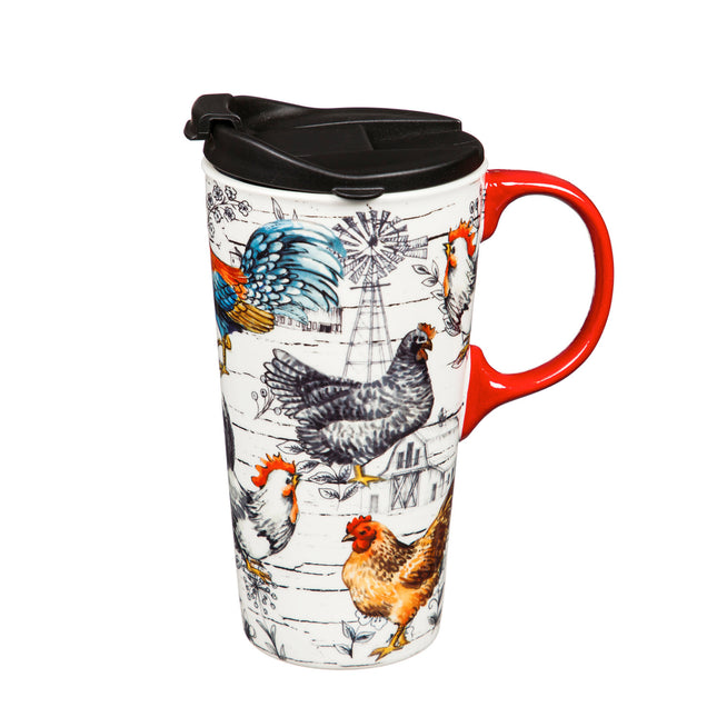 Ceramic Travel Cup Chicken Collage 17oz