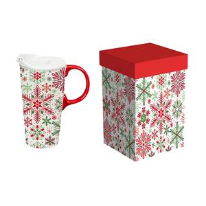 Ceramic Travel Cup Snowflake Holiday
