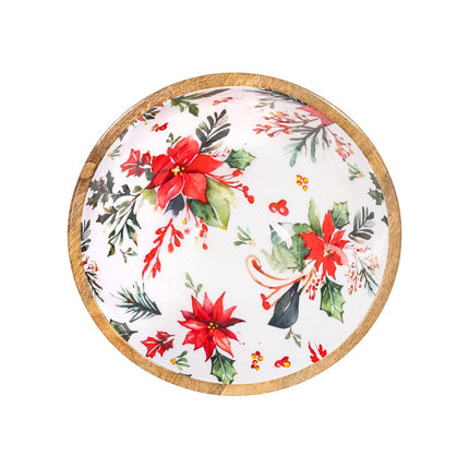 VivaStyle Poinsettia Bliss Bowl Wood Bowl Set Large