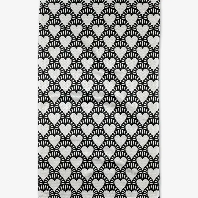 Geometry Tea Towel Heartthrob Onyx