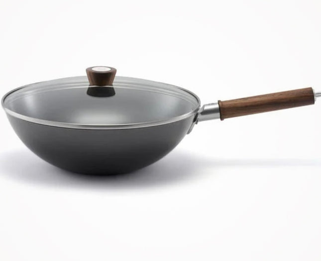 Dragon Carbon Steel Wok With Glass Lid