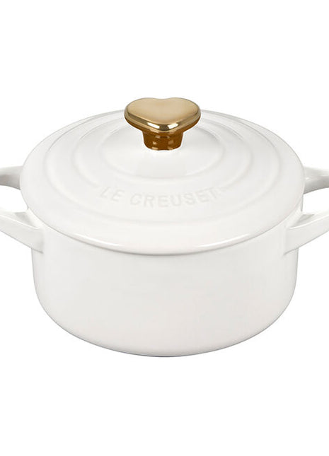 Mini Round Cocotte w/ Gold Heart Knob 8 Oz