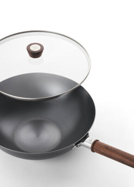 Dragon Carbon Steel Wok With Glass Lid