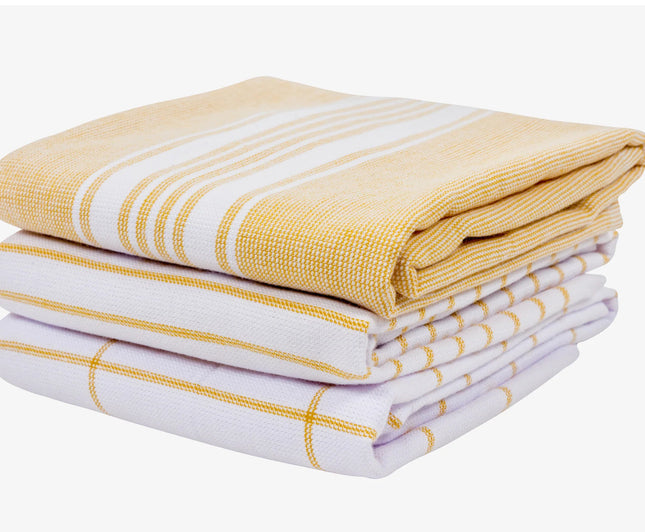 Monaco Dual Purpose Terry Kitchen Towel Set/3 Ochre