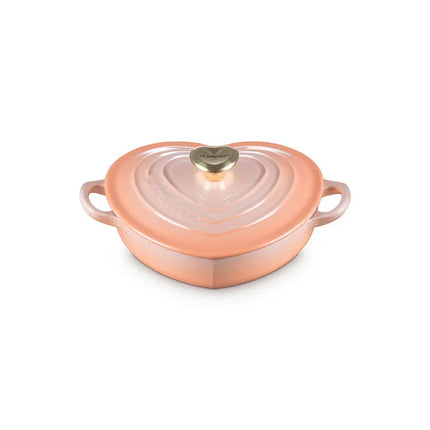 Shallow Heart Dish 1.25 Qt Novelty Light Gold Heart Knob