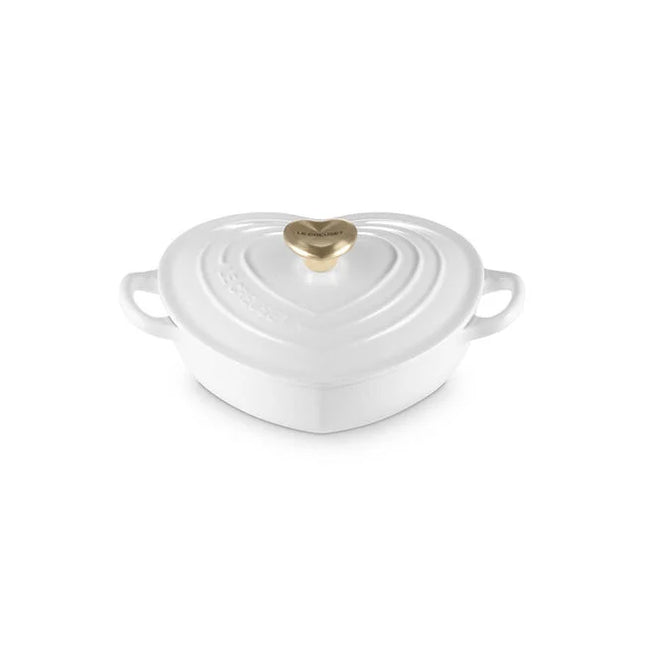 Shallow Heart Dish 1.25 Qt Novelty Light Gold Heart Knob